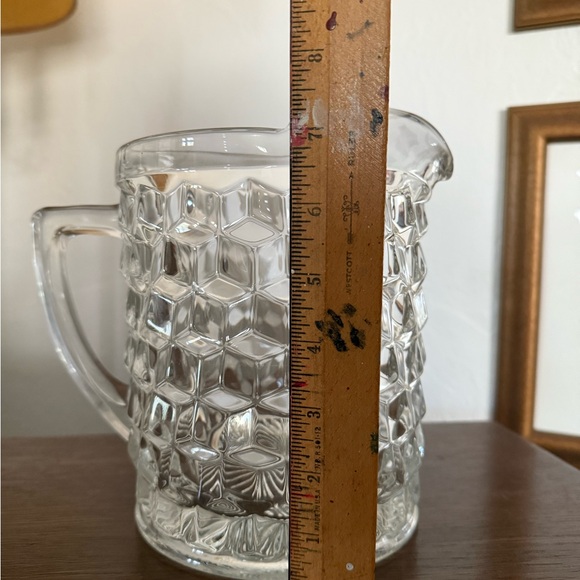Vtg Fostoria Crystal Water Pitcher Brutalist 1/2 Gal Ice Lip Large Clear Glass - Picture 8 of 10